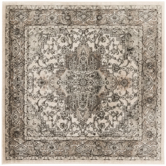 Nourison Quarry 5' x Square Ivory Grey Farmhouse Indoor Rug