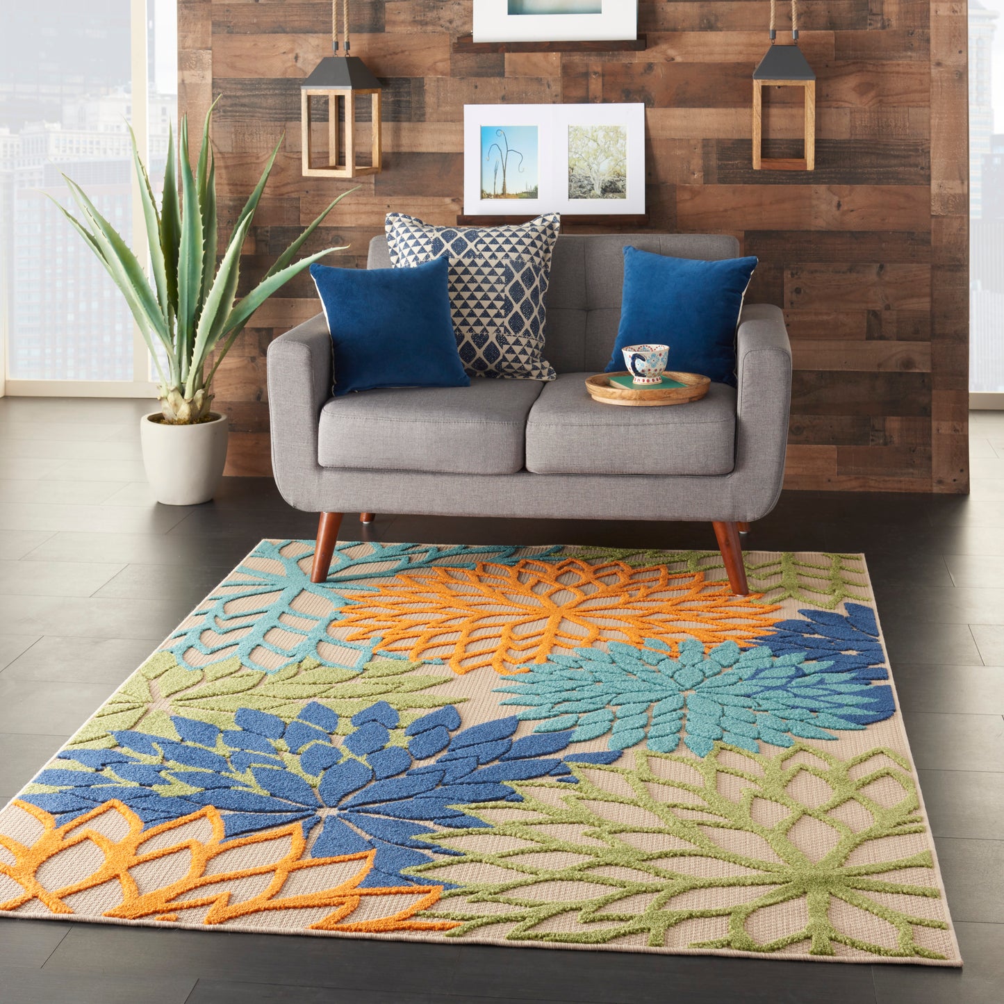 Nourison Aloha 3'6" x 5'6" Multicolor Tropical Rug