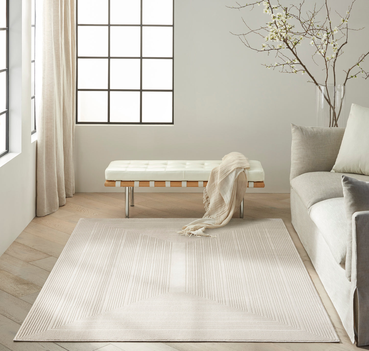 Calvin Klein CK024 Irradiant 5'3" x 7'3" Ivory Modern Indoor Rug