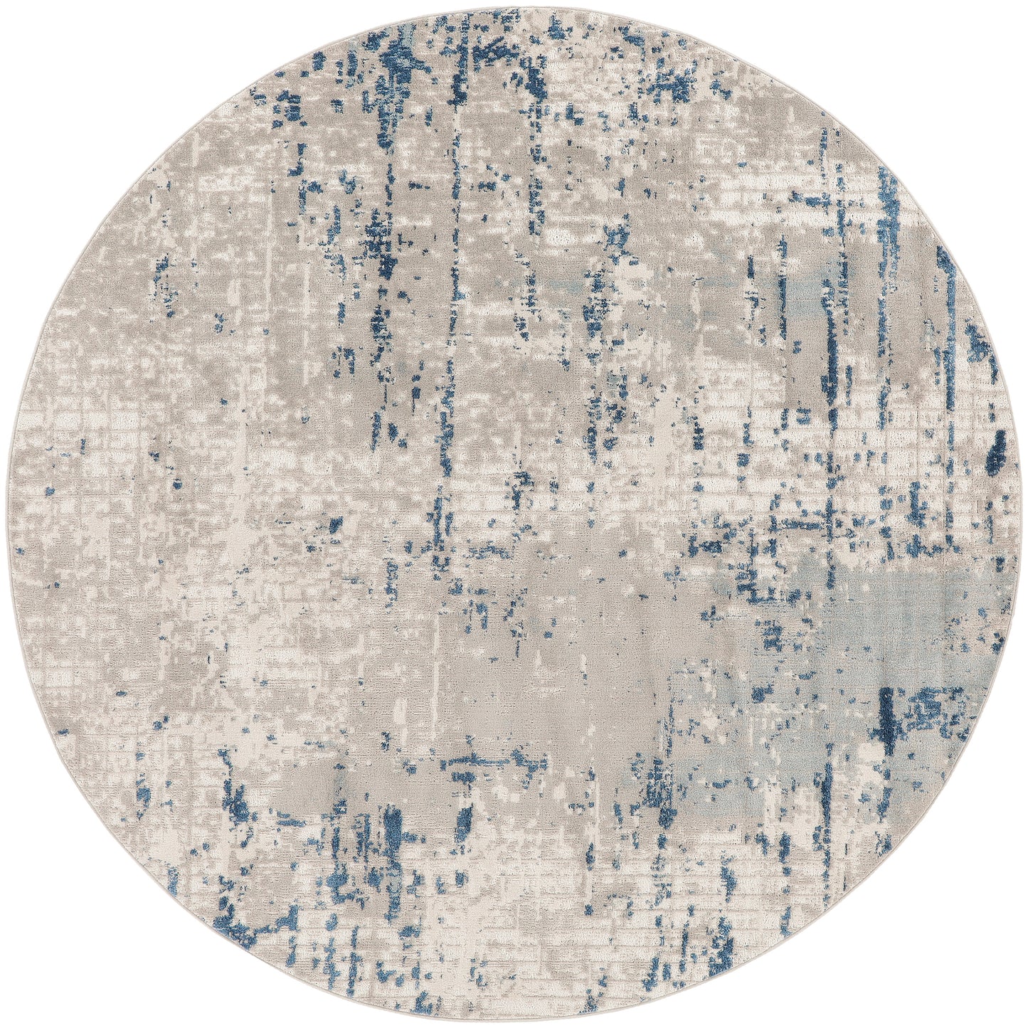 Nourison Quarry 4' x Round Ivory Grey Blue Modern Indoor Rug