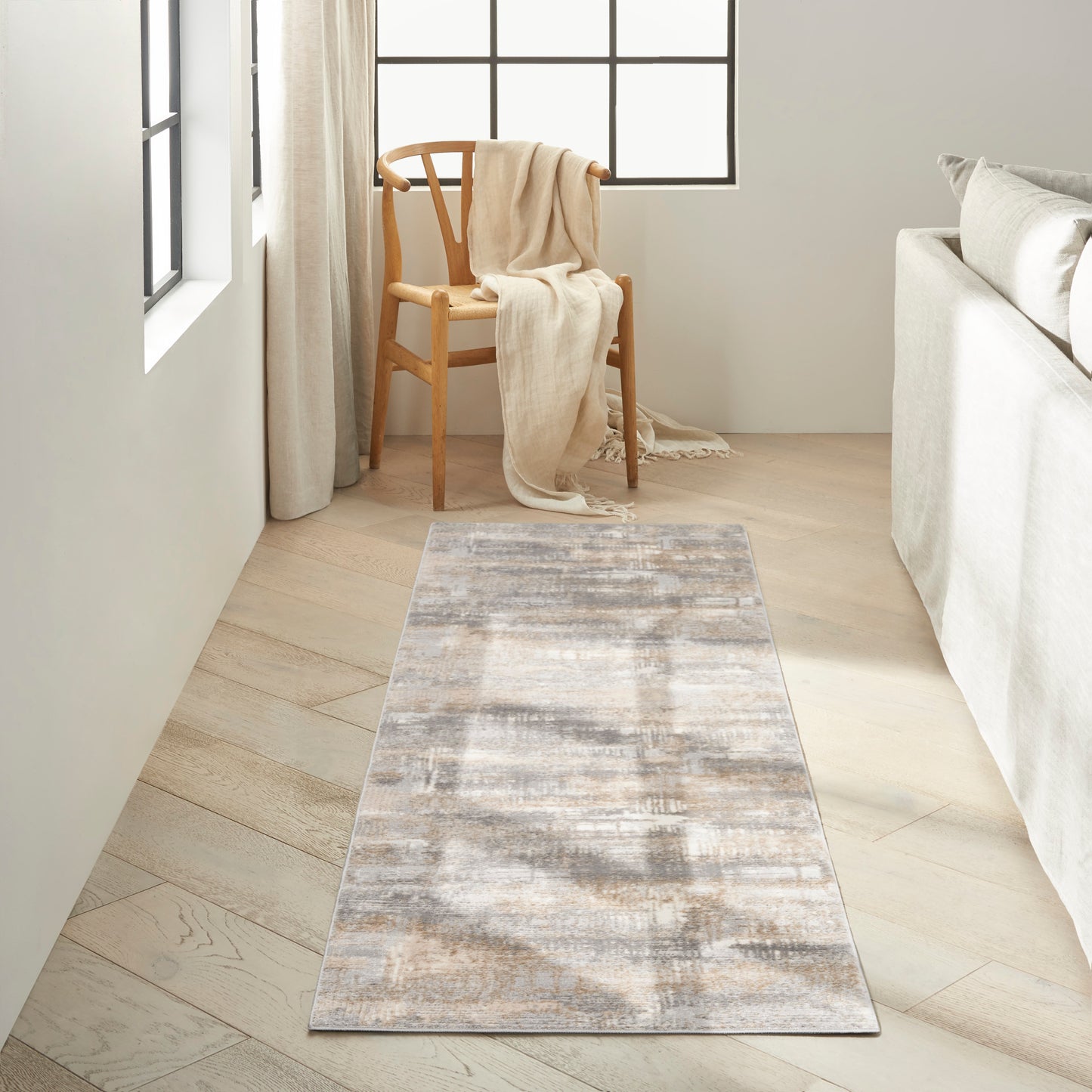 Calvin Klein CK950 Rush 2'3" x 7'3" Grey Beige Modern Indoor Rug