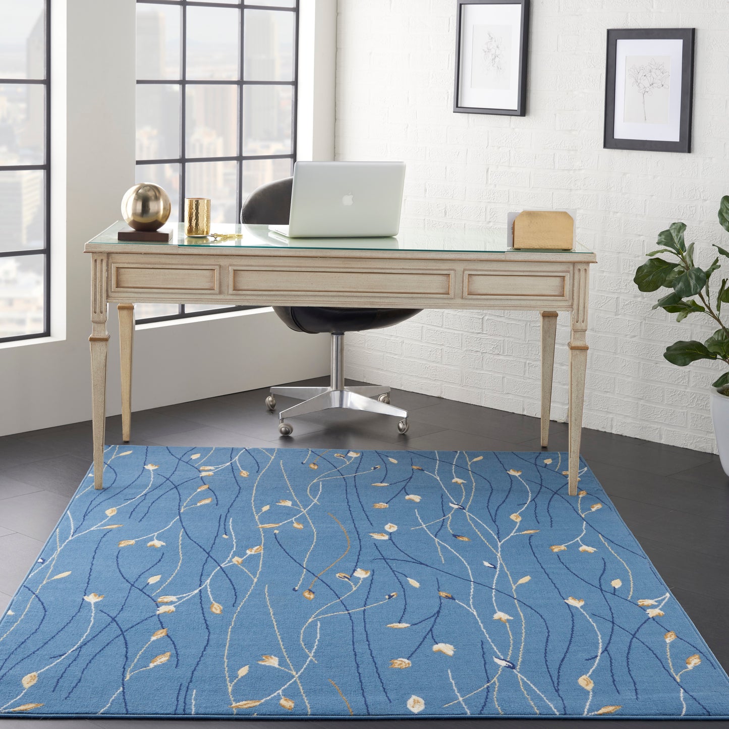 Nourison Grafix 6' x 9' Light Blue Contemporary Indoor Rug