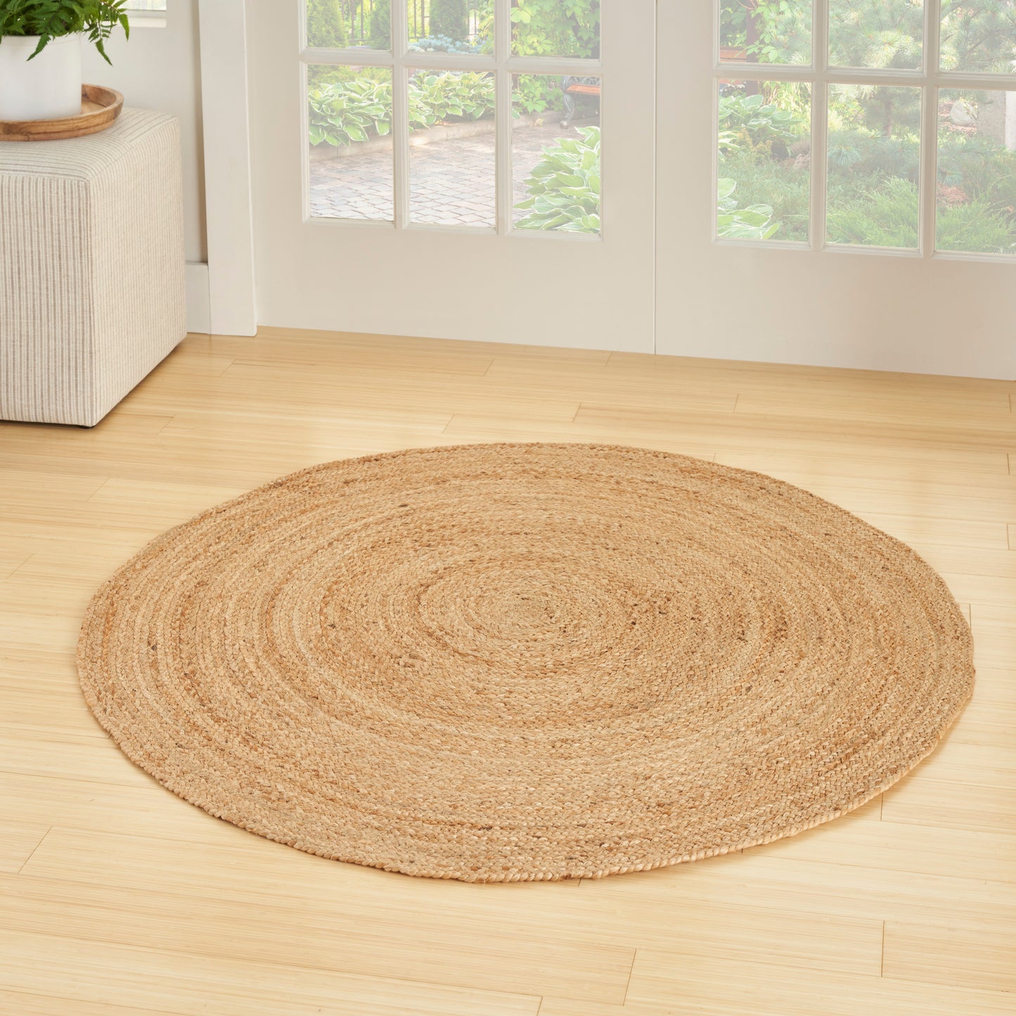 Nourison Natural Jute 5' x Round Natural Farmhouse Indoor Rug