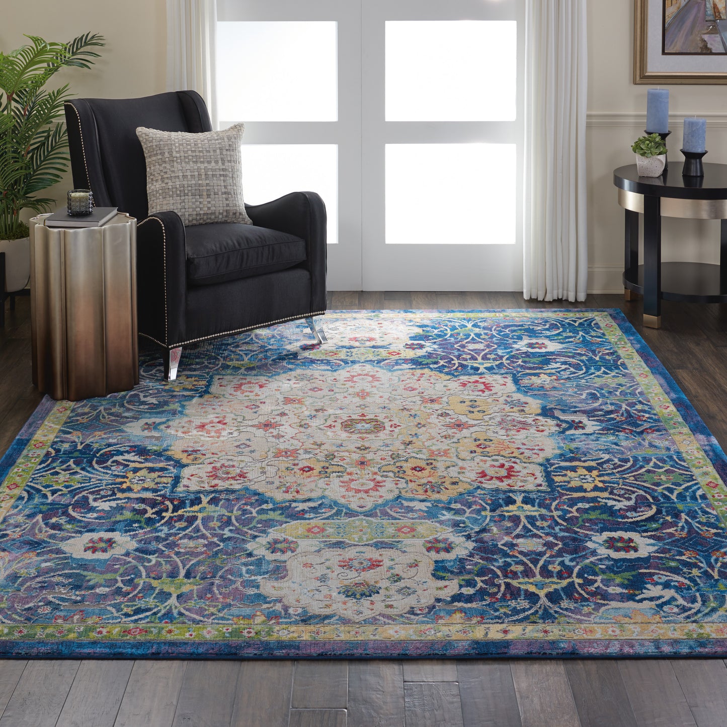 Nourison Ankara Global 8'10" x 11'10" Blue Vintage Indoor Rug