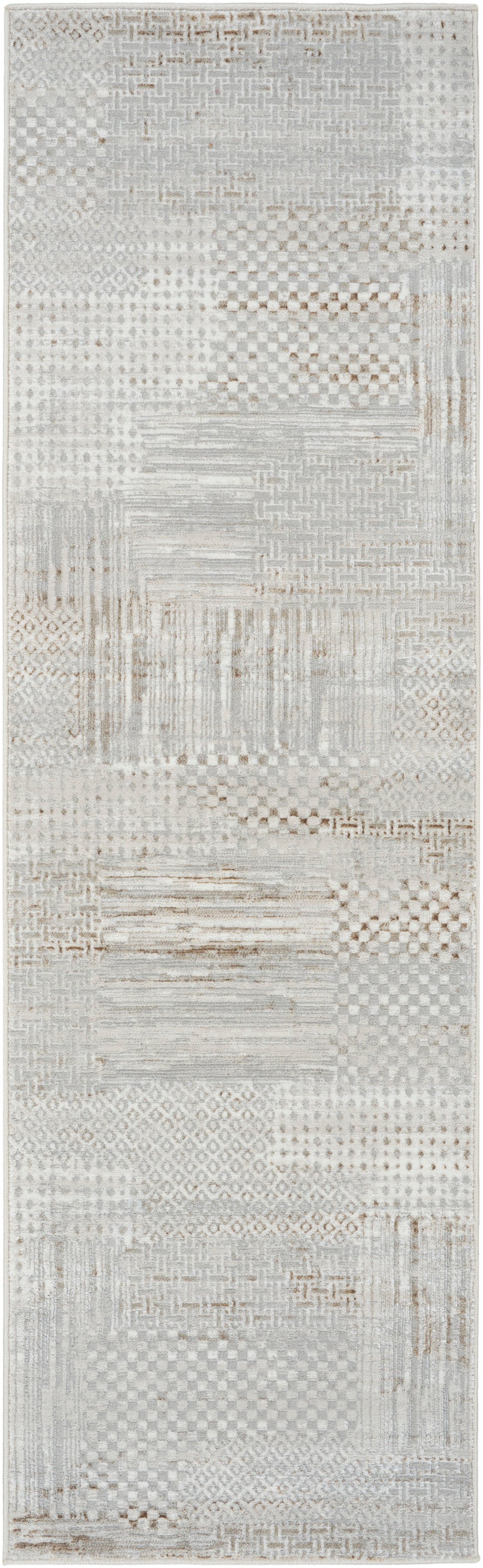 Nourison Glitz 2'3" x 7'6" Silver Grey Modern Indoor Rug