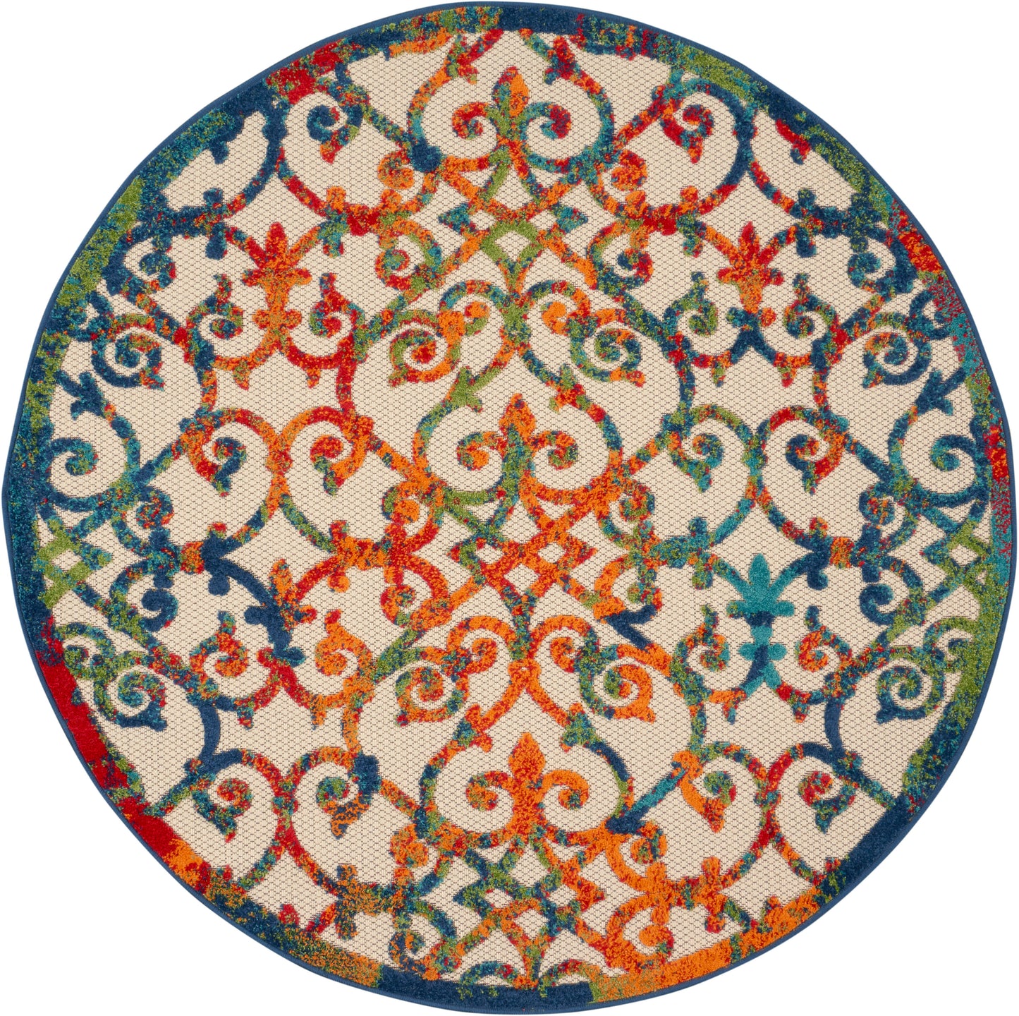 Nourison Aloha 4' x Round Multicolor Contemporary Rug