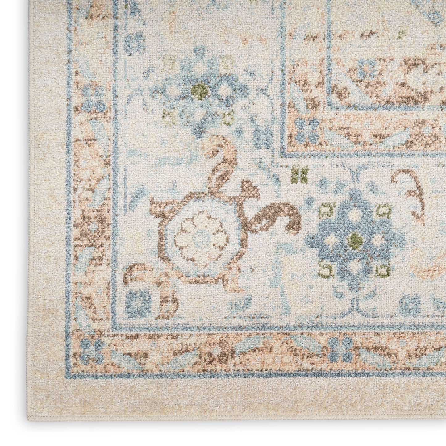 Nourison Astra Machine Washable 6'7" x 9' Ivory Blue Vintage Indoor Rug