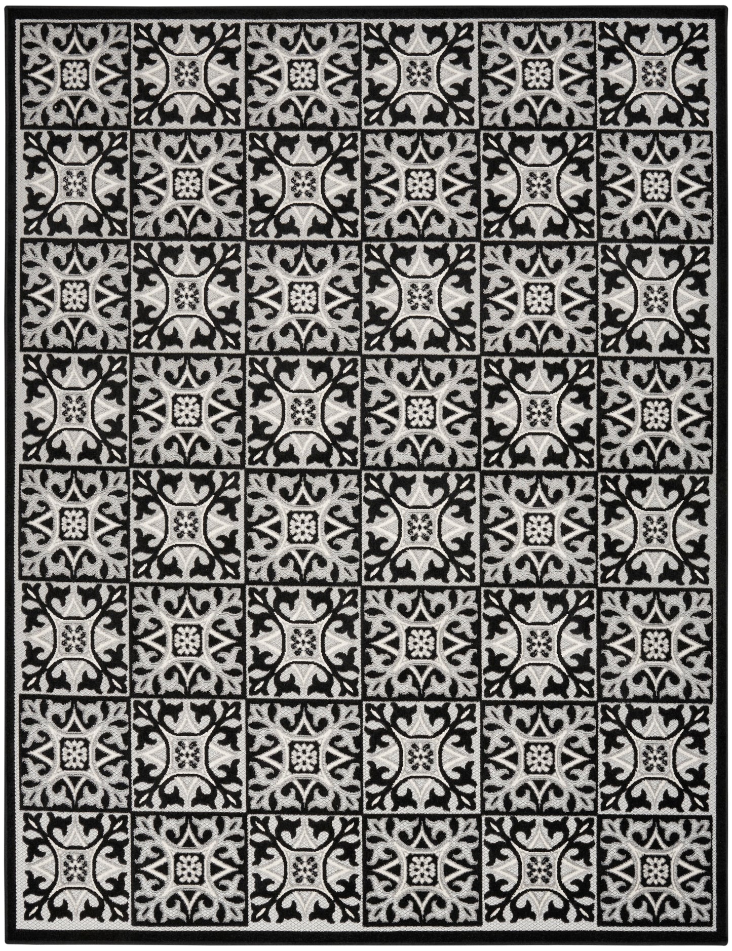 Nourison Aloha 9' x 12' Black White Contemporary Rug