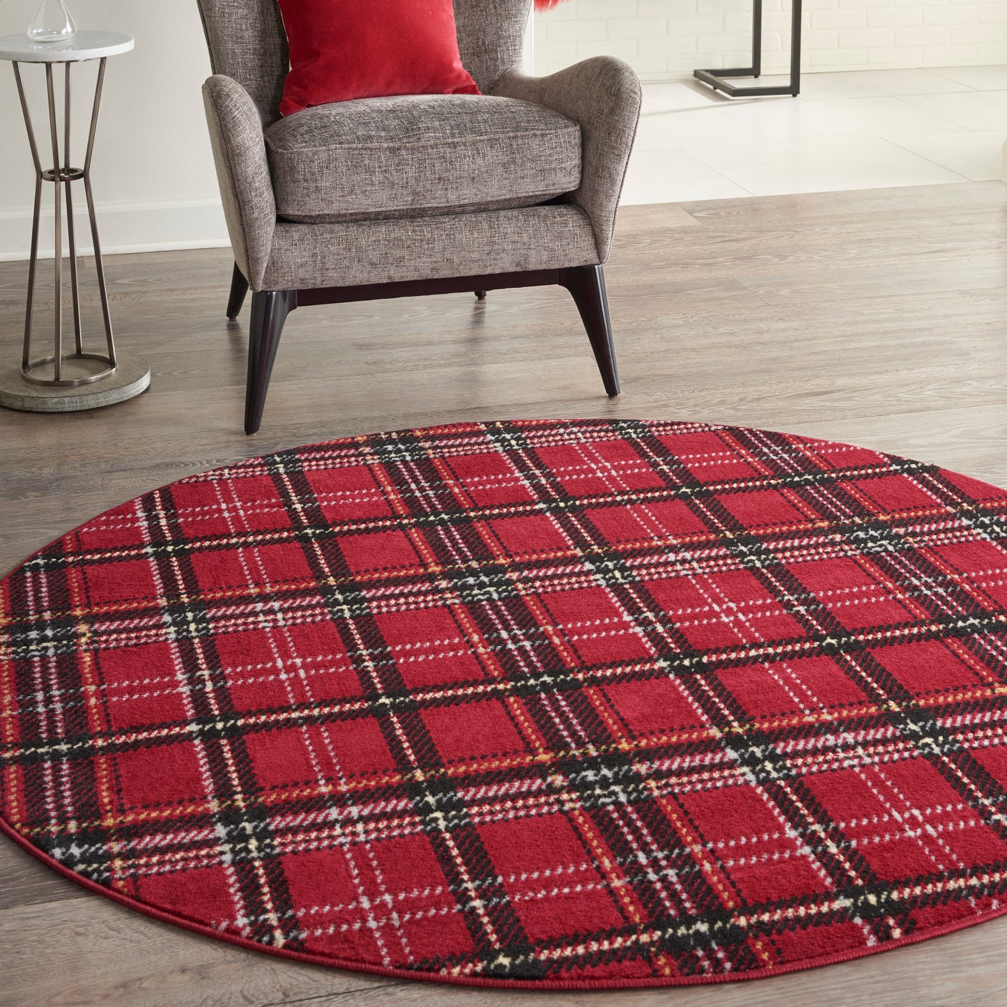 Nourison Grafix 5'3" x Round Red Rustic Indoor Rug