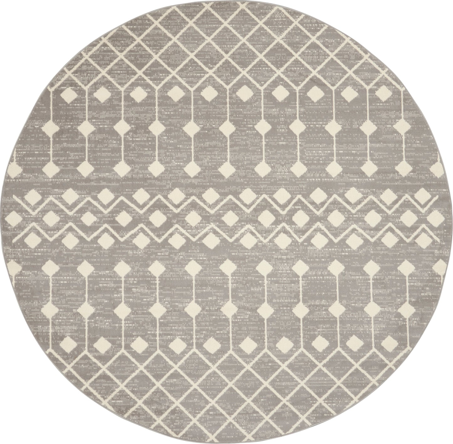 Nourison Grafix 5'3" x Round Grey Bohemian Indoor Rug