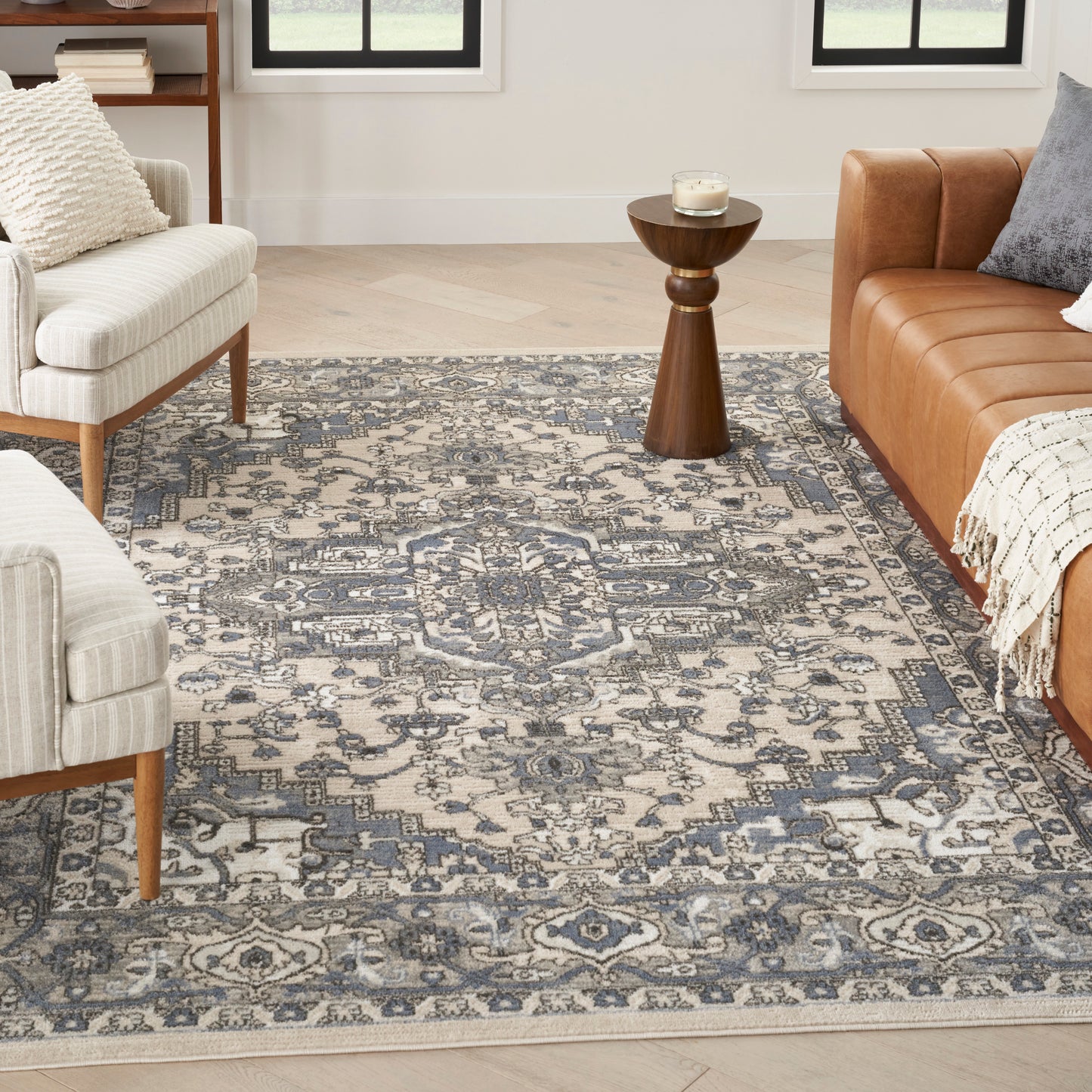 Nourison Quarry 6' x 9' Ivory Blue Vintage Indoor Rug