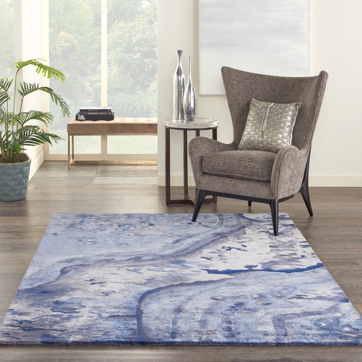 Nourison Prismatic 5'6" x 7'5" Blue Modern Indoor Rug