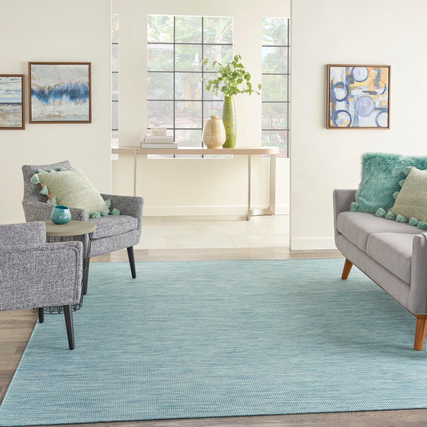 Nourison Positano 9' x 12' Aqua Modern Rug