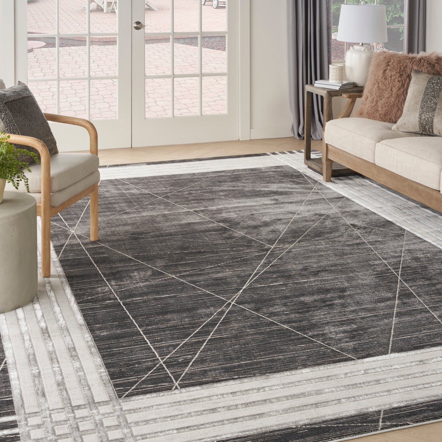 Nourison Desire 9' x 12' Charcoal Silver Modern Indoor Rug