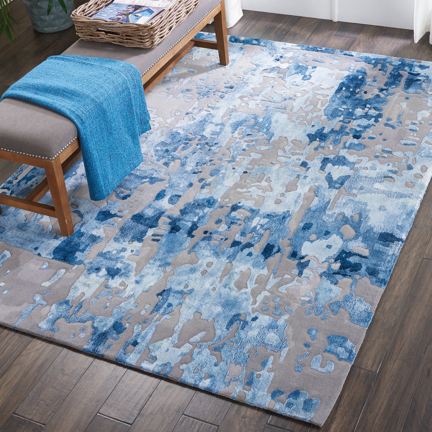 Nourison Prismatic 5'6" x 7'5" Blue/Grey Modern Indoor Rug