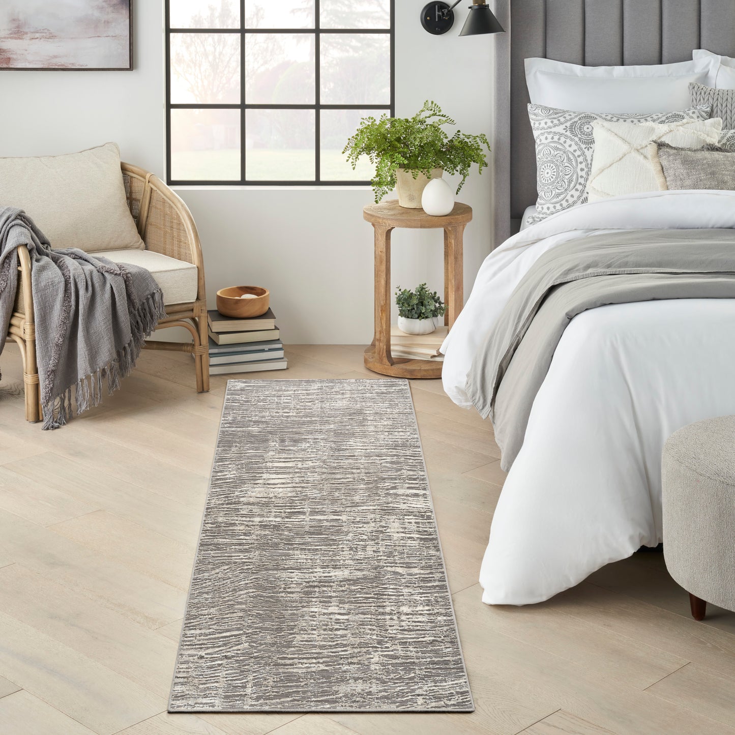 Nourison Sustainable Trends 2'2" x 7'6" Ivory Grey Modern Indoor Rug