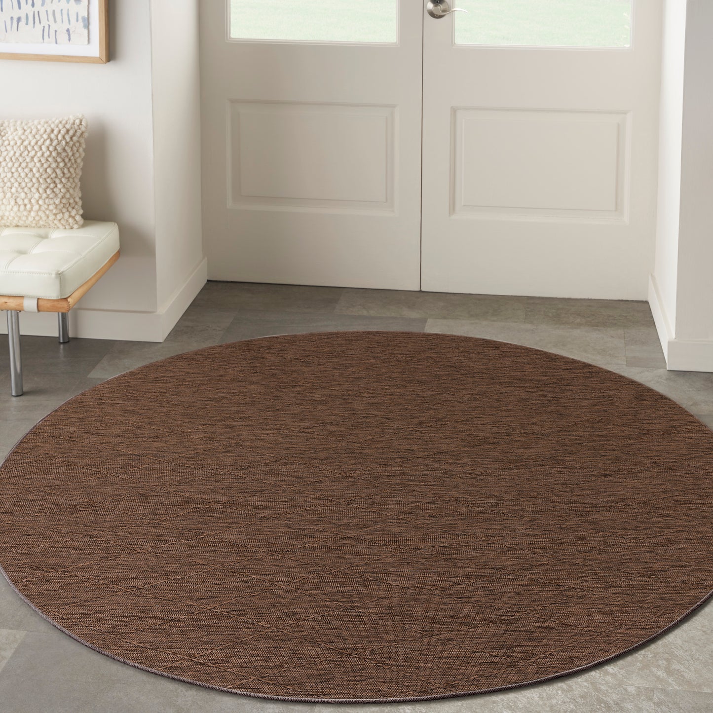 Nourison Washable Solutions 8' x Round Mocha Modern Rug