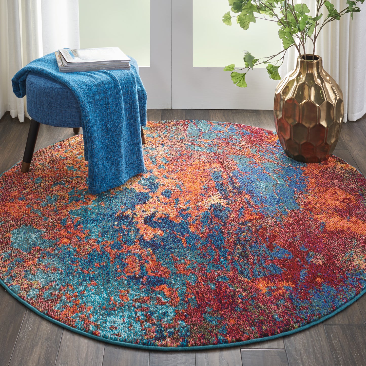 Nourison Celestial 4' x Round Atlantic Modern Indoor Rug