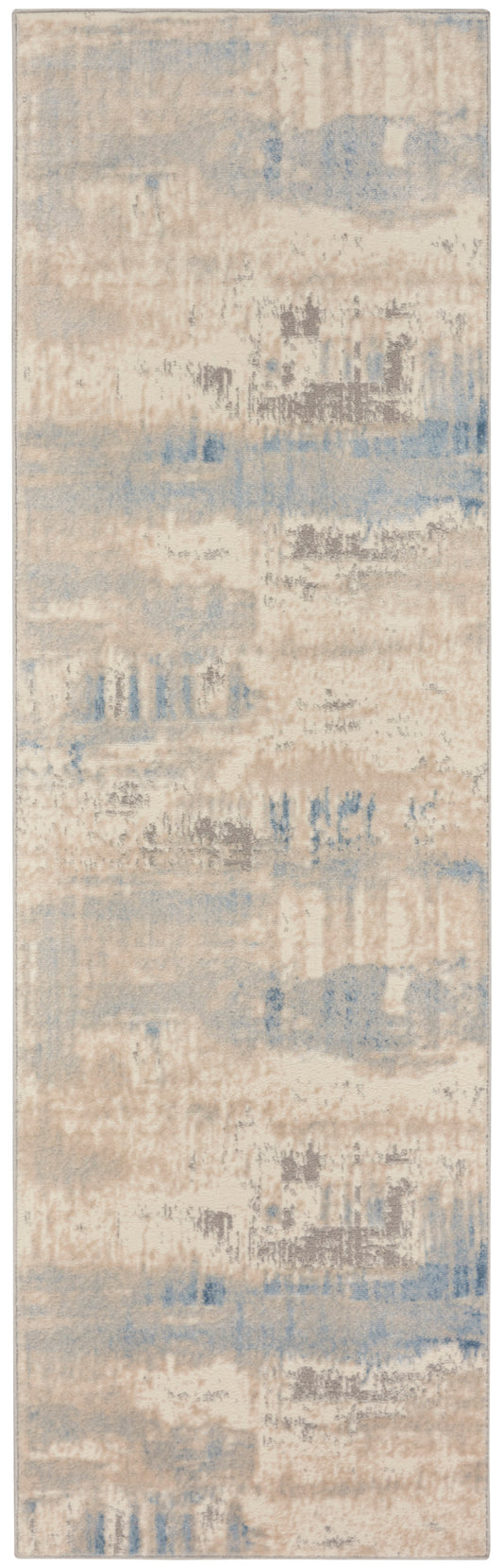 Nourison Solace 2'3" x 7'3" Ivory/Grey/Blue Modern Indoor Rug