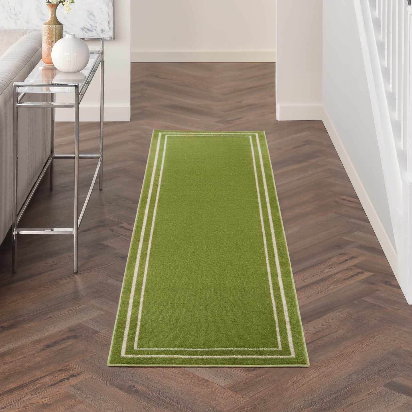 Nourison Nourison Essentials 2'2" x 7'6" Green Ivory Contemporary Rug