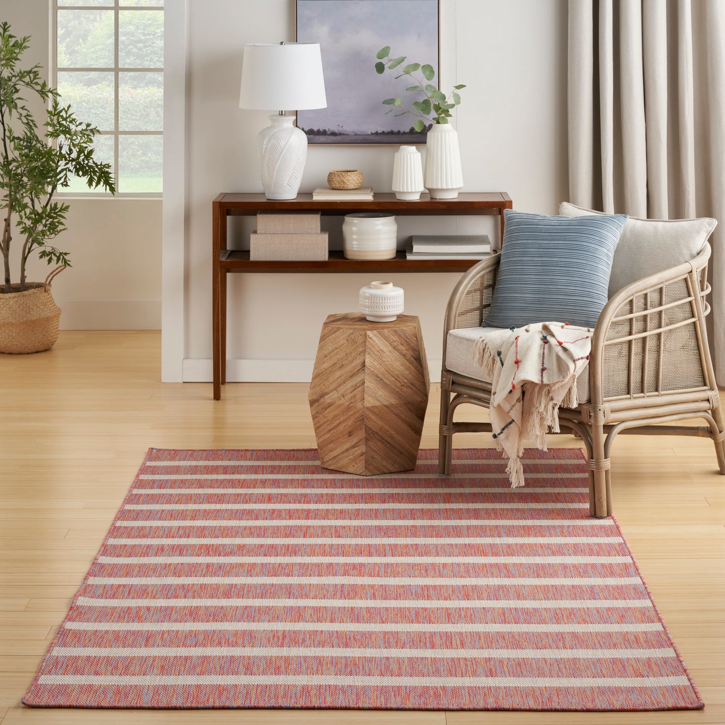 Nourison Positano 5' x 7' Rainbow Ivory Modern Rug