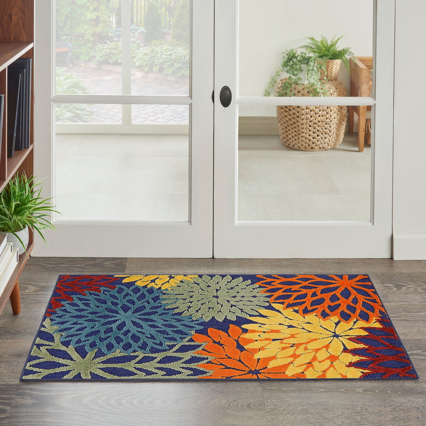 Nourison Aloha 2'8" x 4' Navy Multicolor Outdoor Rug