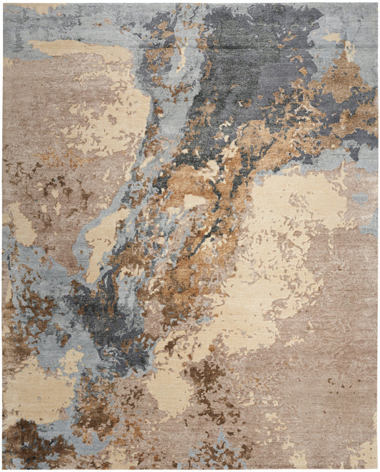 Nourison Silk Shadows 9'9" x 13'9" Beige Blue Modern Indoor Rug