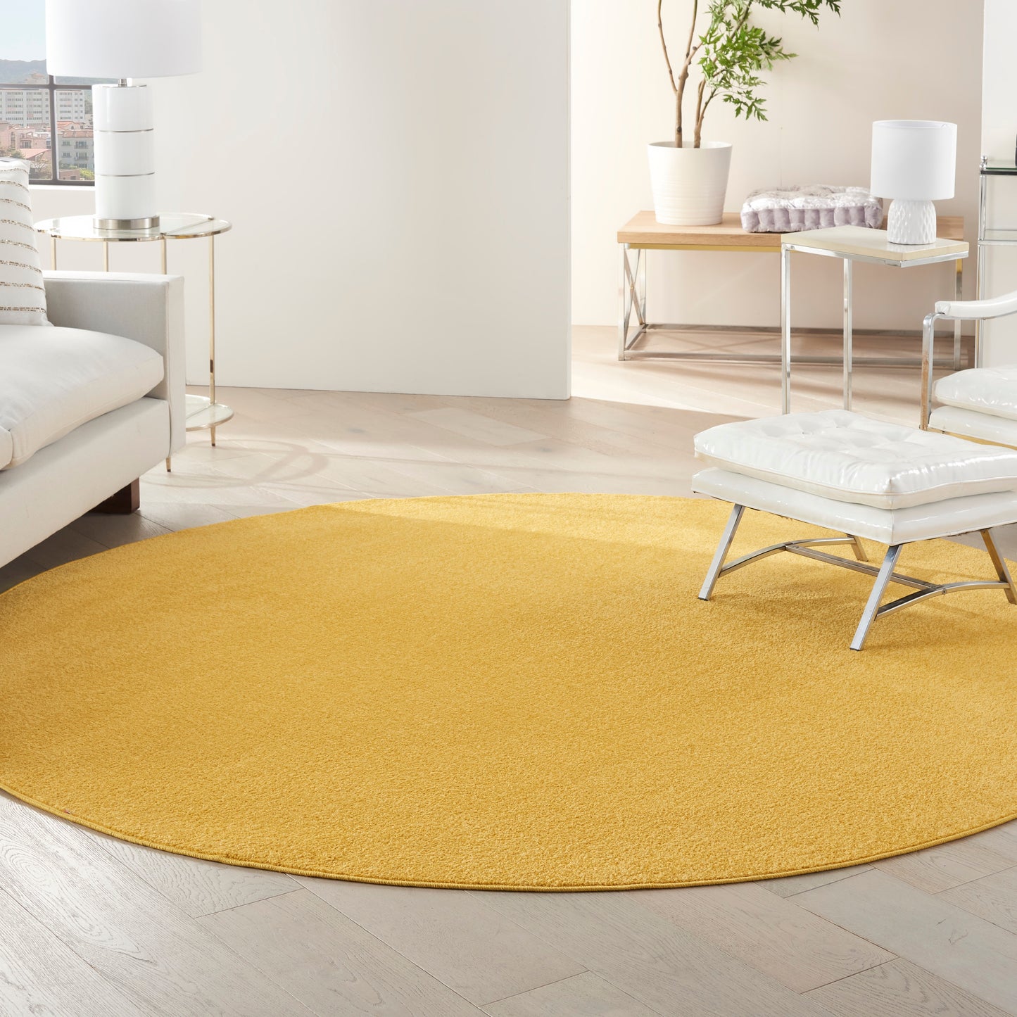 Nourison Nourison Essentials 8' x Round Yellow Outdoor Rug