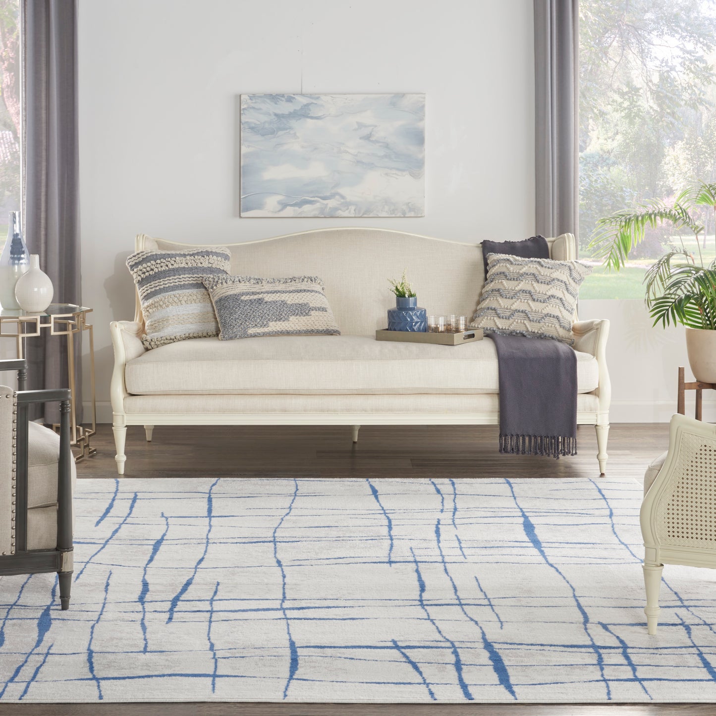 Nourison Whimsicle 8'4" x 11'6" Ivory Blue Modern Indoor Rug