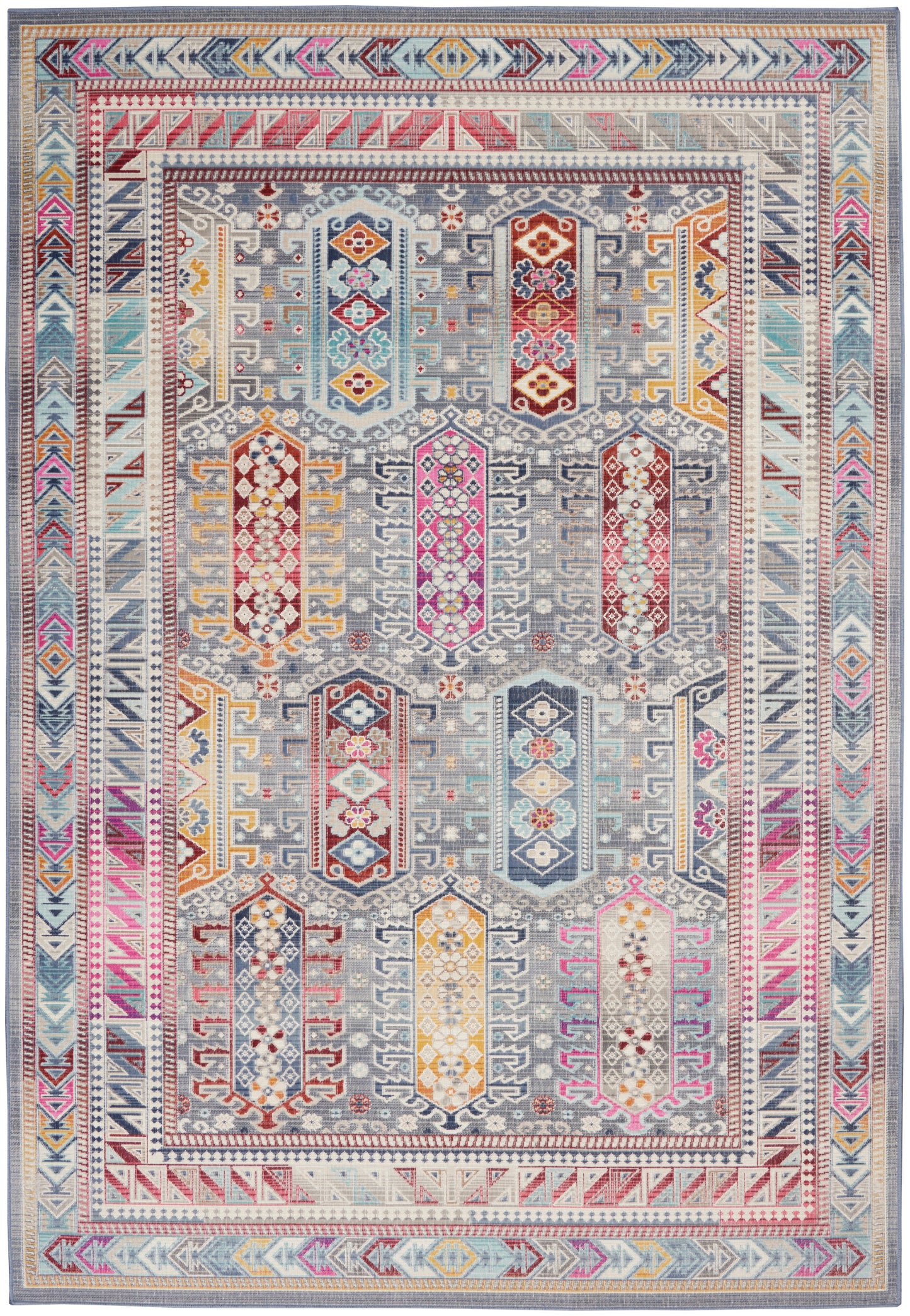 Nourison Vintage Kashan 5'3" x 7'10" Grey/Multi Bohemian Indoor Rug