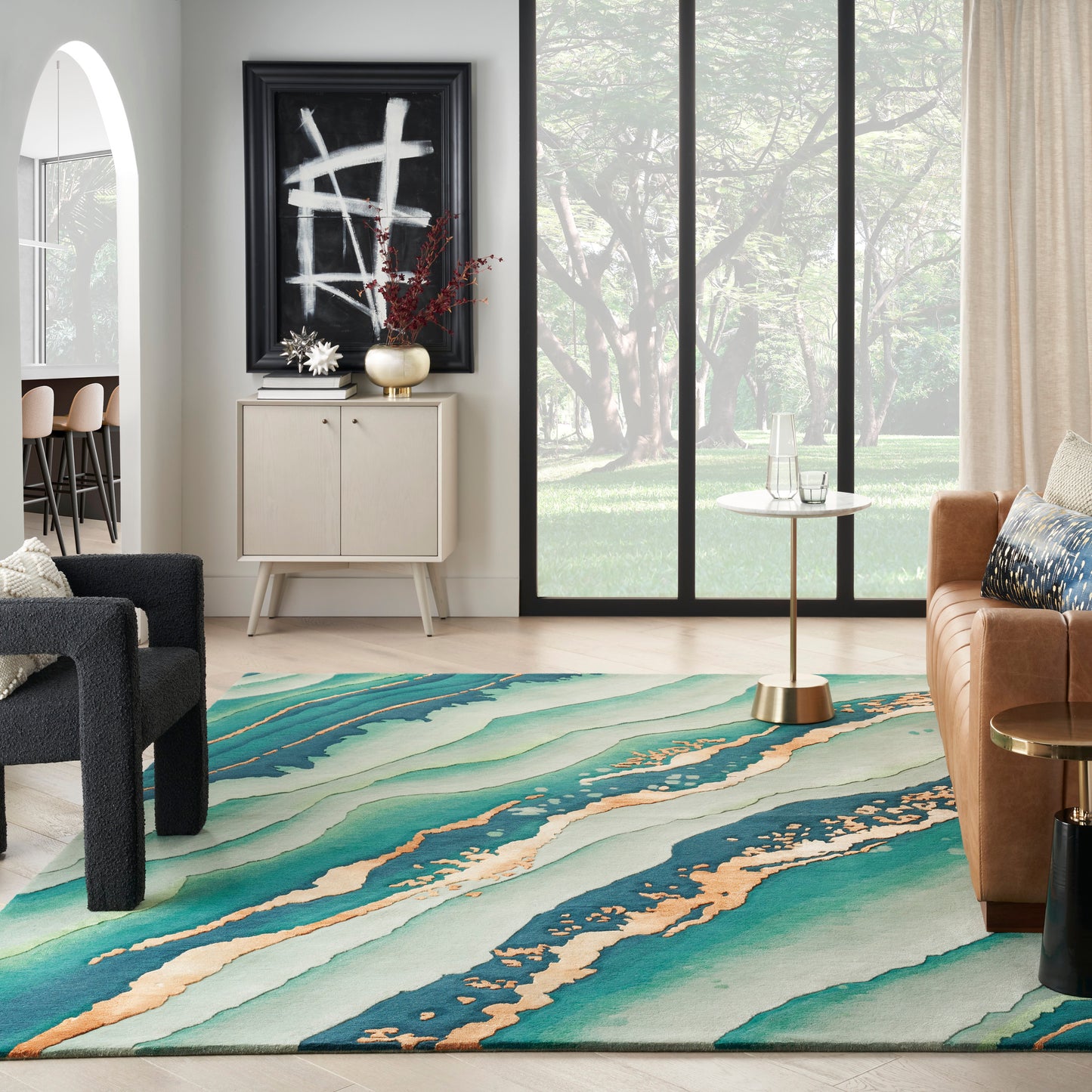 Nourison Prismatic 7'9" x 9'9" Emerald Modern Indoor Rug