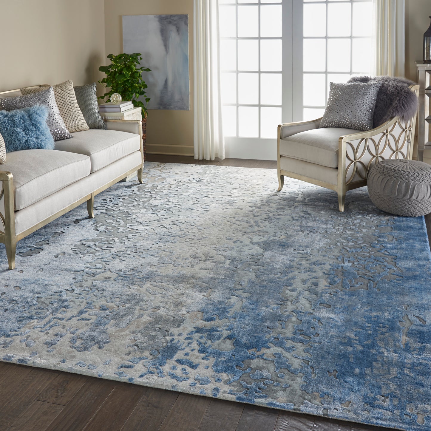 Nourison Prismatic 9'9" x 13'9" Denim Modern Indoor Rug