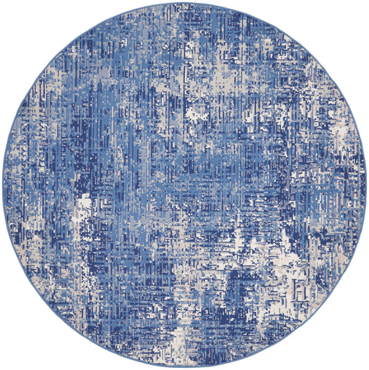 Nourison Whimsicle 8' x Round Blue Ivory Modern Indoor Rug