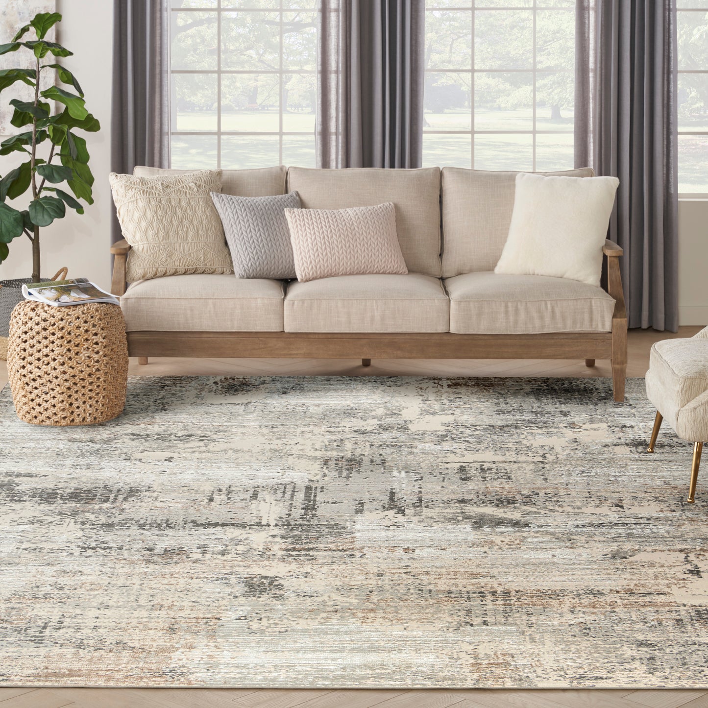 Nourison Sustainable Trends 7'10" x 9'10" Beige Grey Modern Indoor Rug