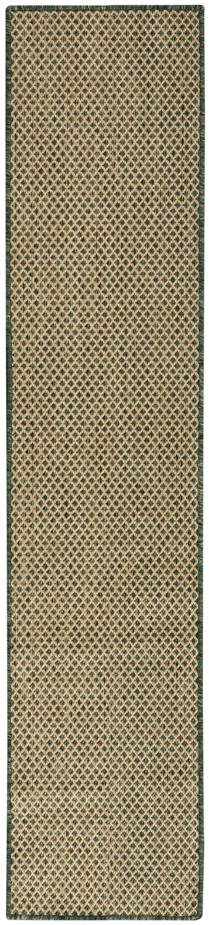 Nourison Courtyard 2'2" x 8' Green Modern Rug