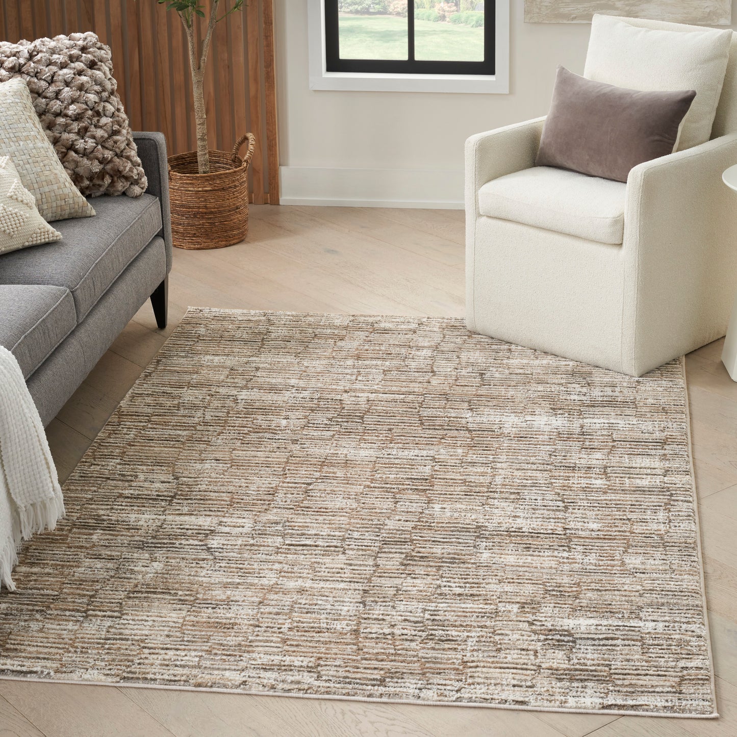 Nourison Sustainable Trends 6' x 9' Ivory Mocha Modern Indoor Rug