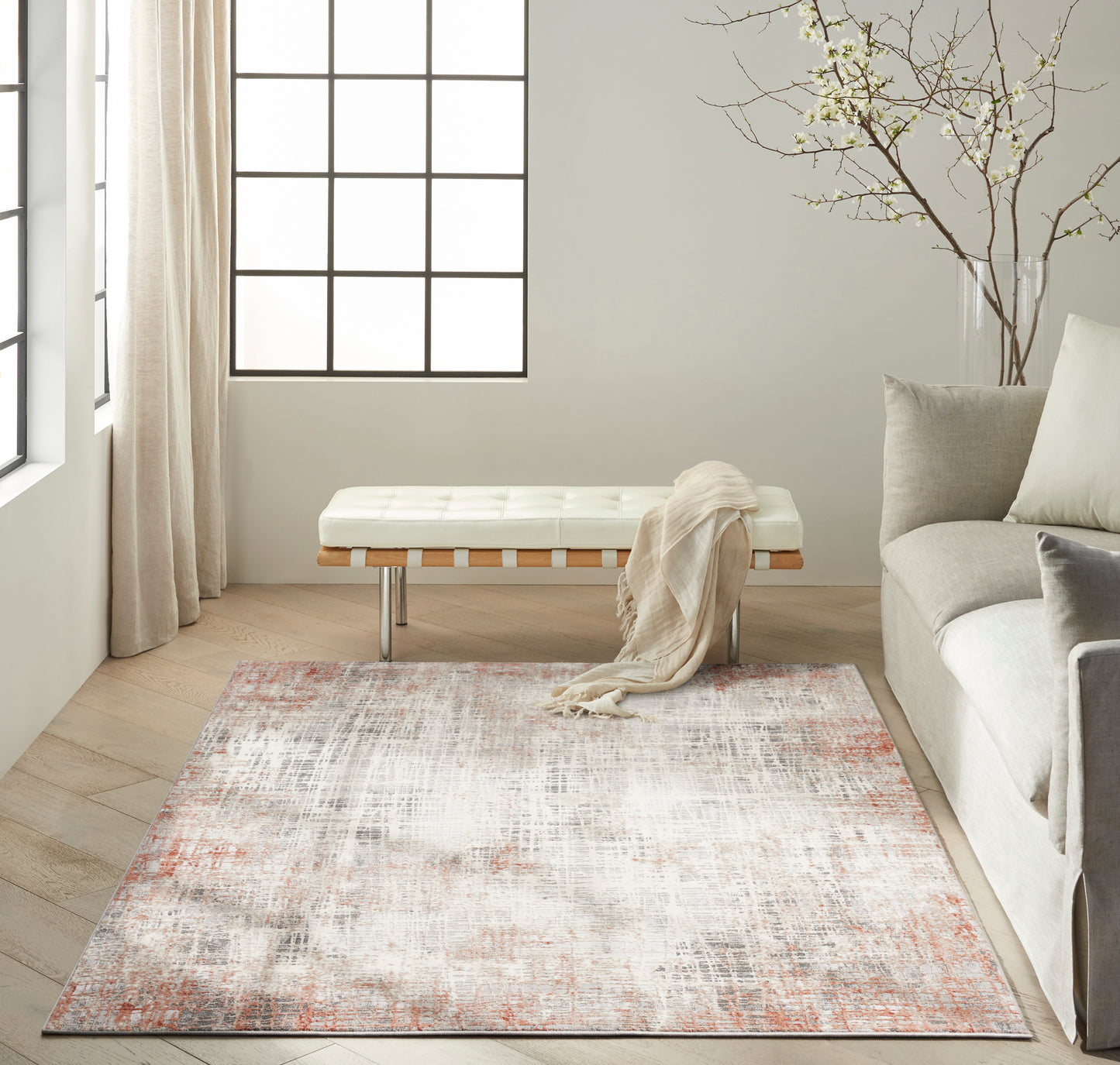 Calvin Klein CK022 Infinity 6' x 9' Rust Multicolor Modern Indoor Rug