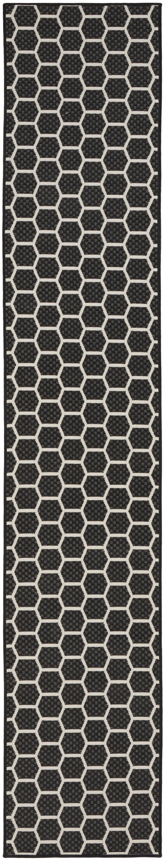 Nourison Twist Reversible 2'2" x 12' Black Modern Rug