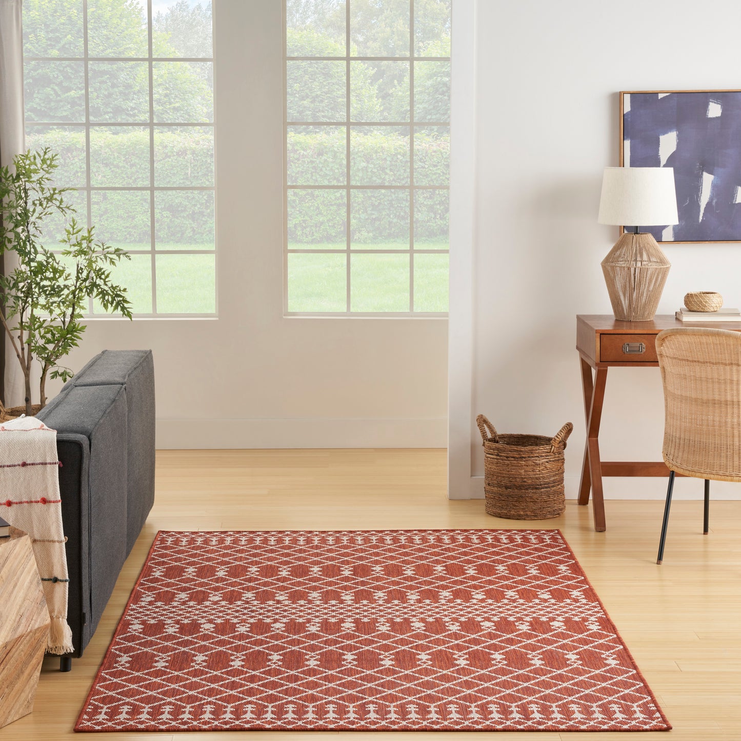 Nourison Positano 4' x 6' Terracotta Modern Rug