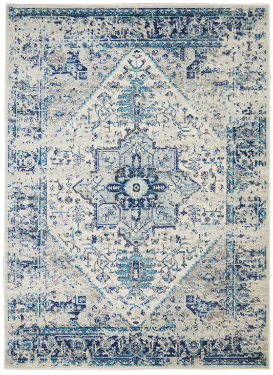 Nourison Tranquil 4' x 6' Ivory/Light Blue Vintage Indoor Rug