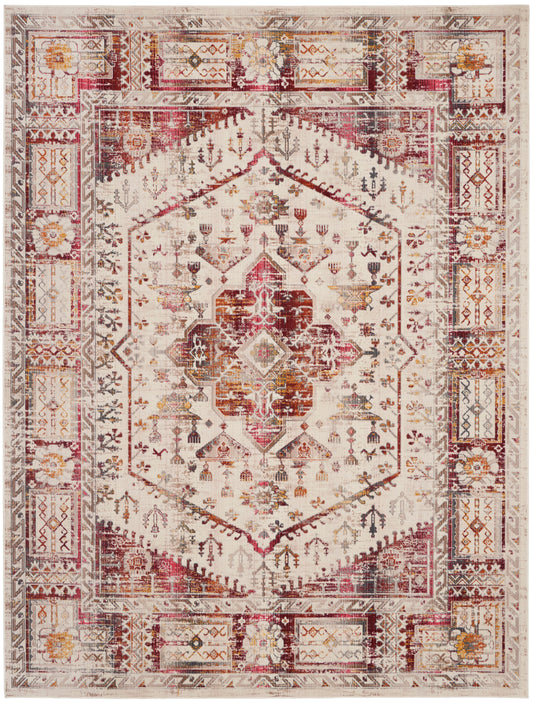 Nourison Vintage Kashan 7'10" x 9'10" Ivory Red Vintage Indoor Rug