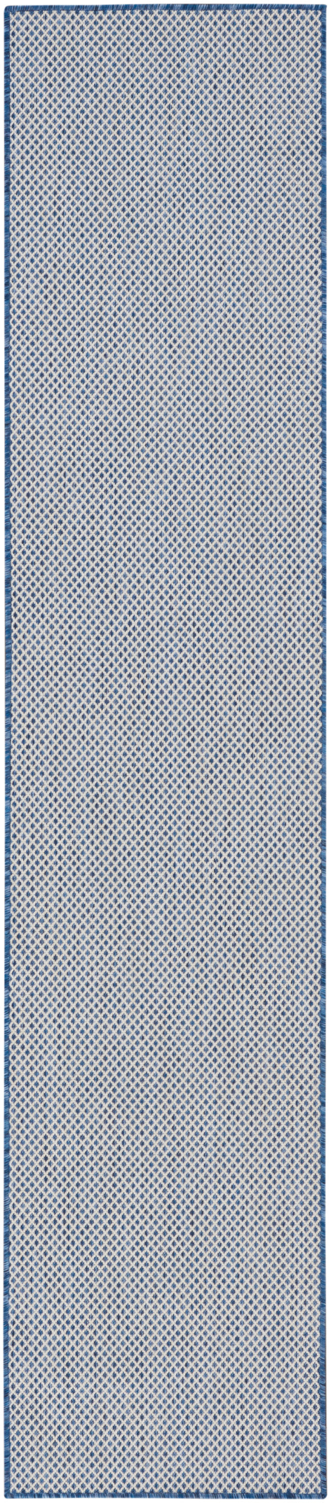 Nourison Courtyard 2'2" x 10' Ivory Blue Modern Rug