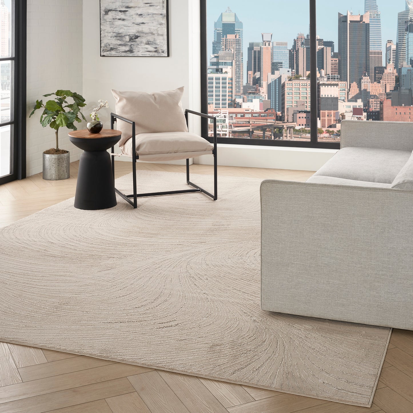 DKNY Central Park West 7'10" x 9'10" Beige Modern Indoor Rug