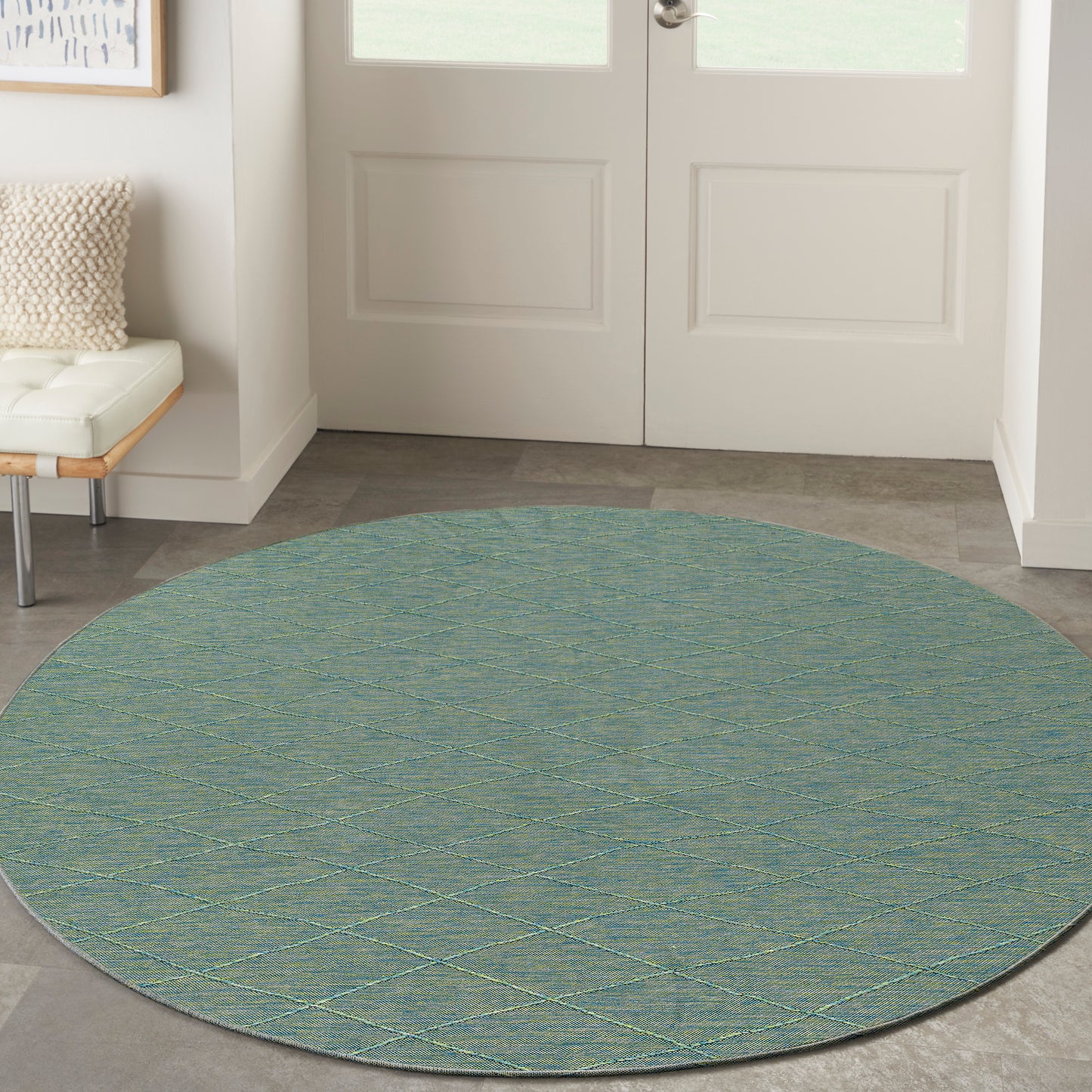 Nourison Washable Solutions 8' x Round Blue/Green Modern Rug