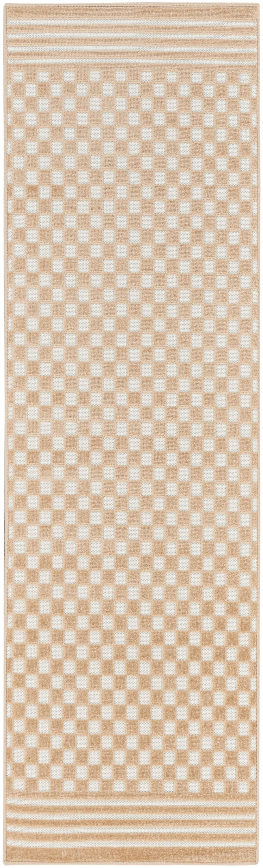 Nourison Care Free 2' x 6' Taupe Modern Indoor Rug