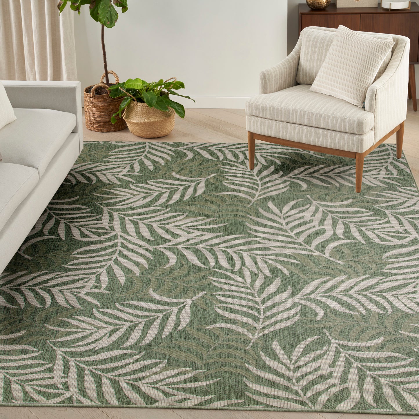 Nourison Garden Oasis 9' x 12' Green Ivory Outdoor Rug