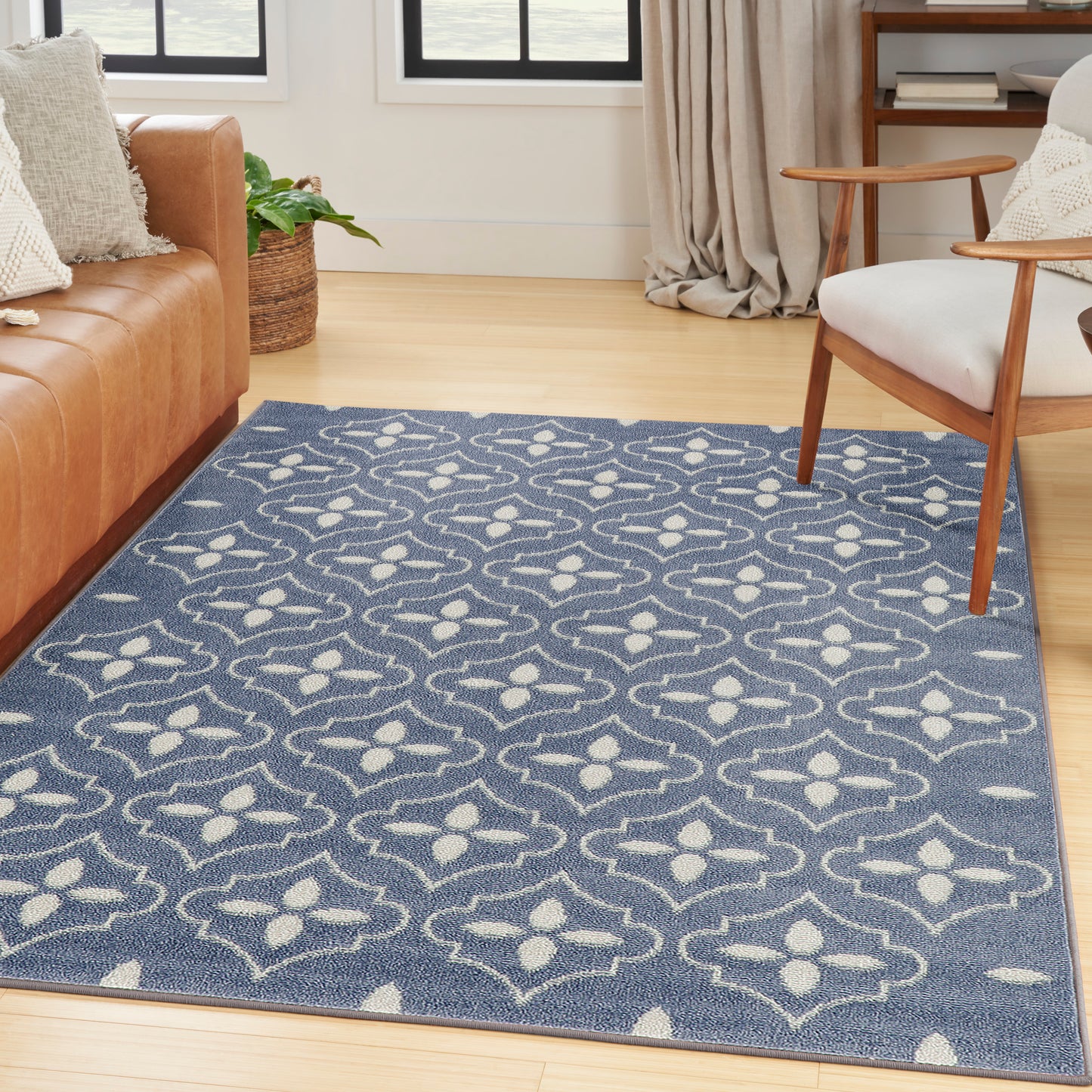 Nourison Nourison Essentials 4' x 6' Blue Ivory Modern Rug