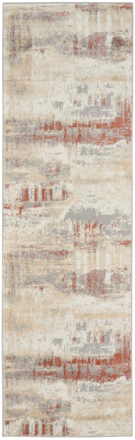 Calvin Klein CK005 Enchanting 2'3" x 7'3" Grey Rust Modern Indoor Rug