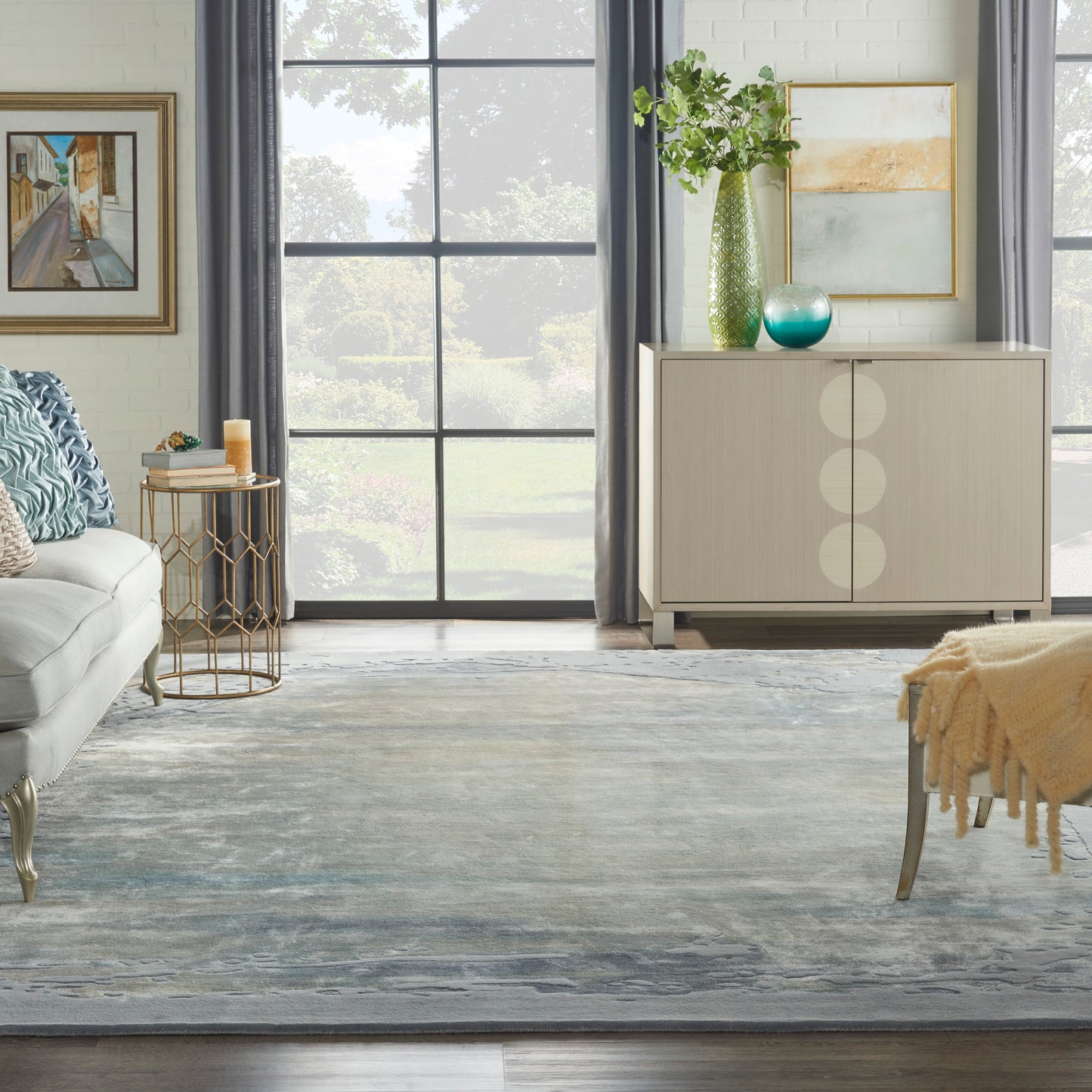 Nourison Prismatic 9'9" x 13'9" Seafoam/Silver Modern Indoor Rug