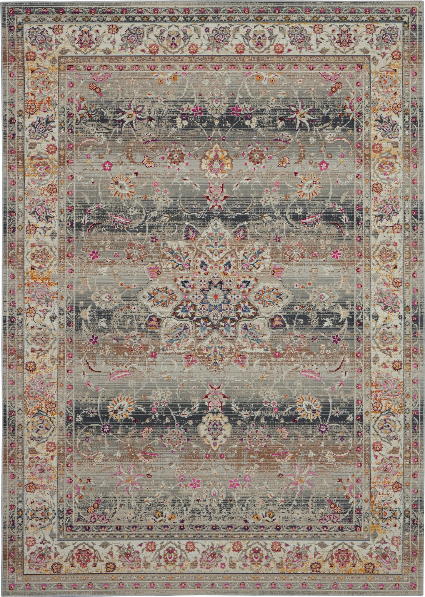 Nourison Vintage Kashan 4' x 6' Grey Vintage Indoor Rug